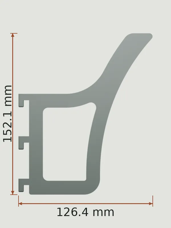 侧视设计参考:高 152.1 mm,深 126.4 mm